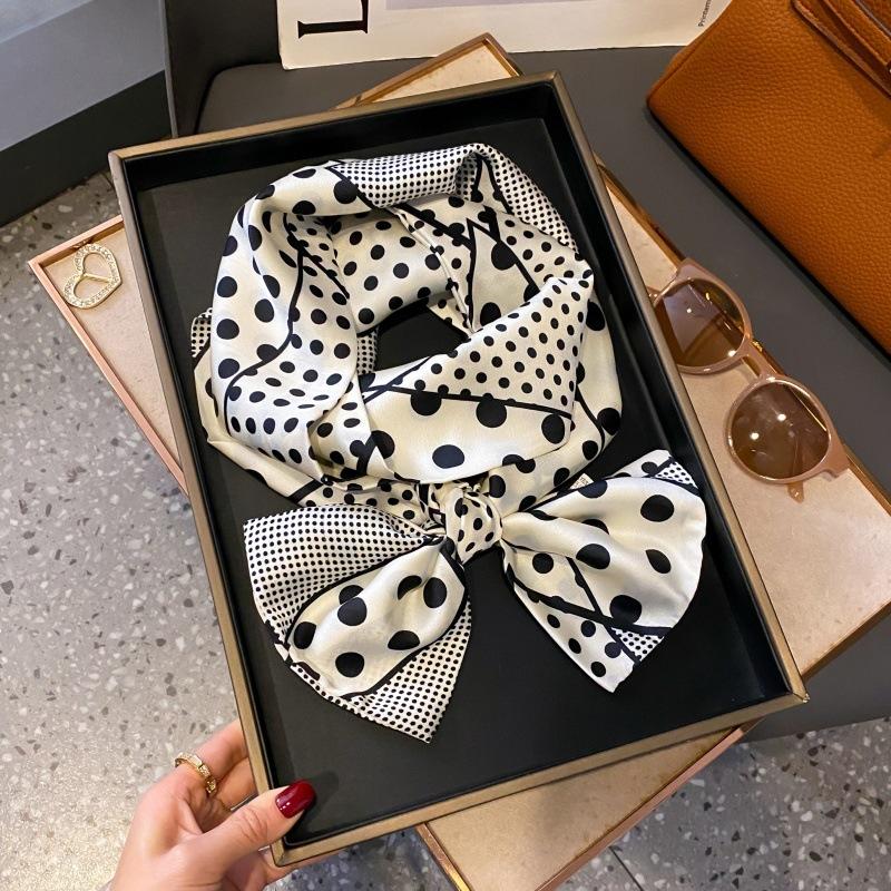 Satin high-end tied hair long silk scarf headband elegant and simple versatile hair band headband streamer hair accessories women's tied bag