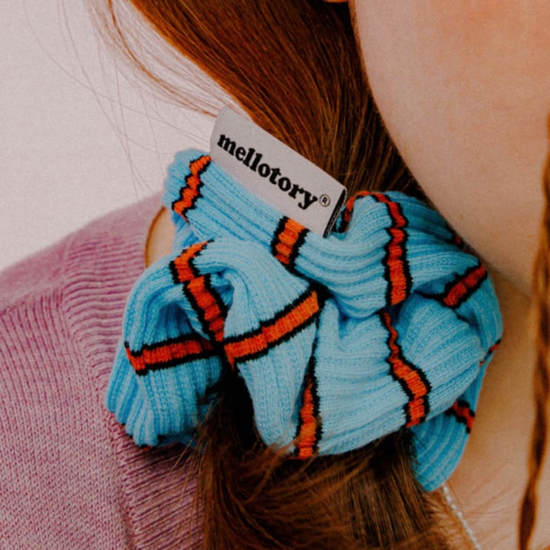 Mellotory Striped Knit Scrunchie (sky Blue)