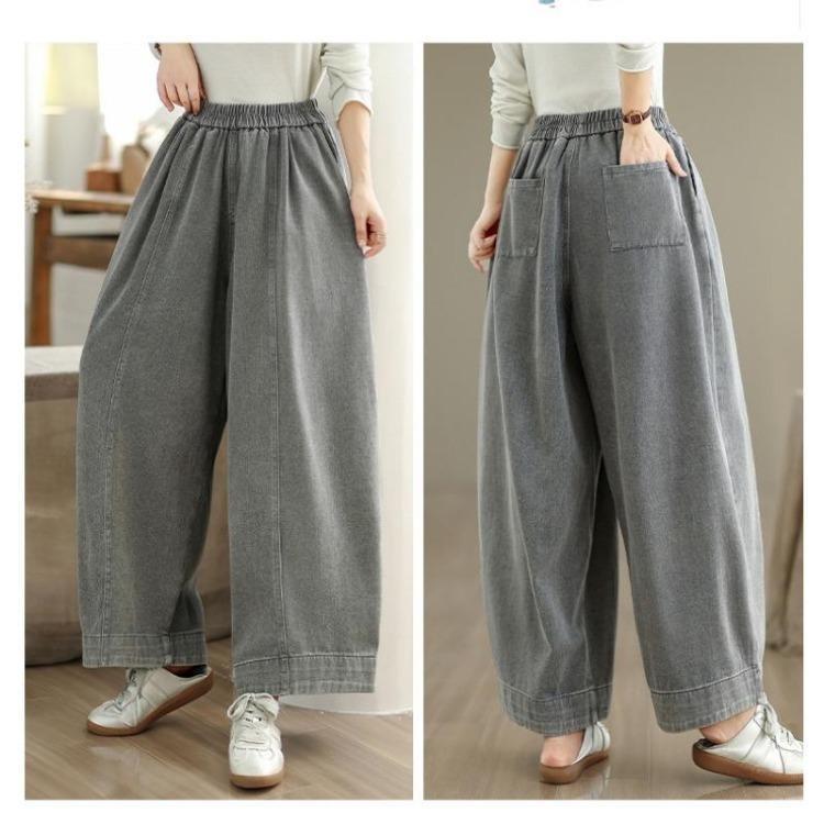 New Women Autumn Denim Jeans Big Size Casual Loose Trousers Long Pants Plus Size