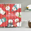 Merry Christmas Shower Curtains New Year Santa Bathroom Decor Bath Curtain Cartoon Snowman Elk Bath Bathroom Curtains