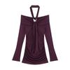 Neck Purple Long-sleeved Dress Women's Autumn and Winter Pure Desire Sexy Hip-wrapped Mom Skirt One-word Shoulder Celebrity Inner Skirt