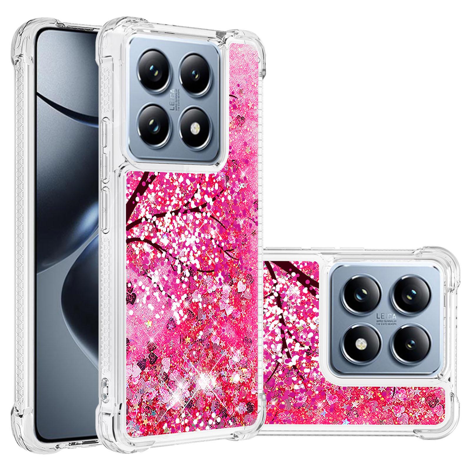

For Xiaomi 14T Pro/Xiaomi 14T TPU Case with Quicksand and Pattern Printed Cherry Blossom
