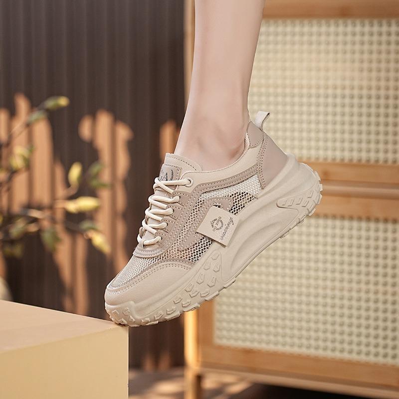 Atmungsaktive Mesh-Damenschuhe erhöhen 5CM Sommer dünne Dad-Schuhe modische vielseitige Plateau-Sport-Freizeitschuhe