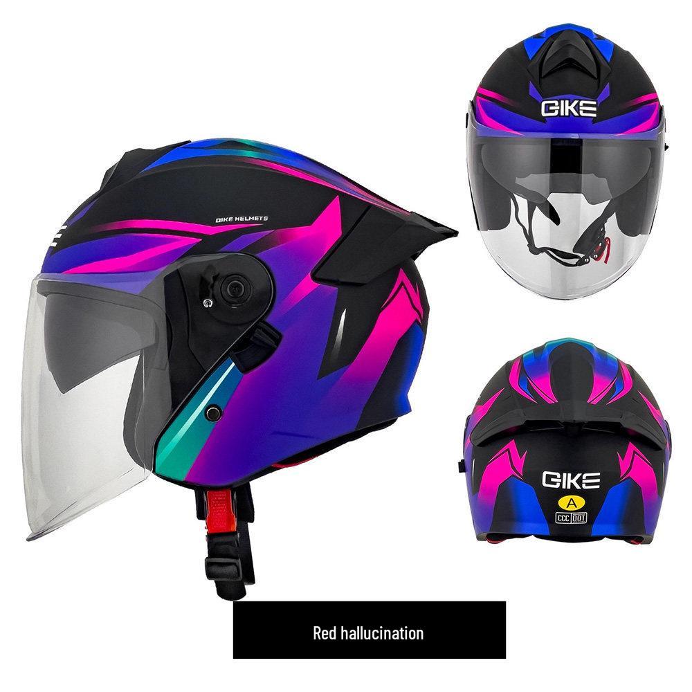 Unisex Electric Motorcycle Helmet with Double Visor - Breathable, 3C Compliant Half Helmet for Safety