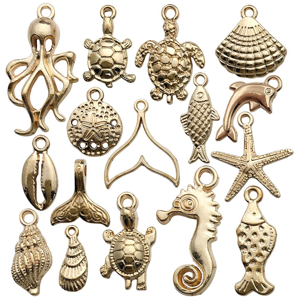 

Кулон из сплава «Морская звезда» и «Раковина» из 16-каратного золота - Аксессуар для украшений ручной работы