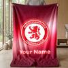 Middlesbrough FC Custom Name Text Flannel Blanket Soccer Logo Personalized Fleece Throw Blanket Special Gift For Sofa Bedroom Home
