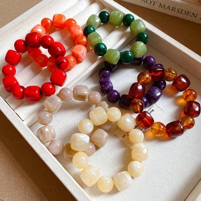 Bracelet Perles Carrées Rondes Irrégulières en Acrylique Pour Femmes Bracelet Simple Européen et Américain Mode Coréenne Accessoires pour la Main