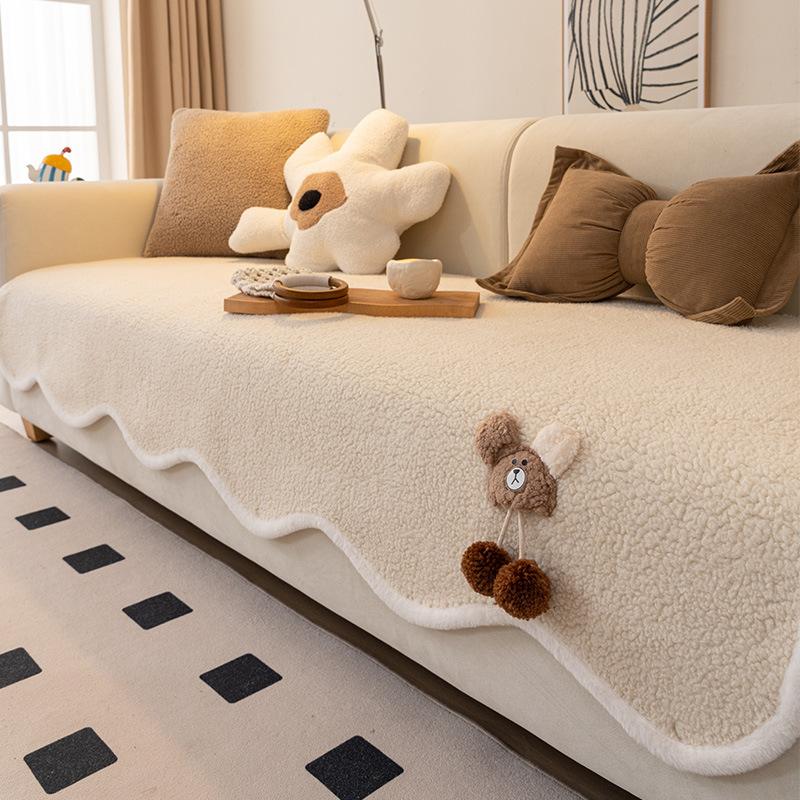 

Подушка на диван из овечьей шерсти, цельная, зимняя, утолщенная, плюшевая, чехол для подушки сиденья, тканевое полотенце, новые модели осени и зимы 90*90cm