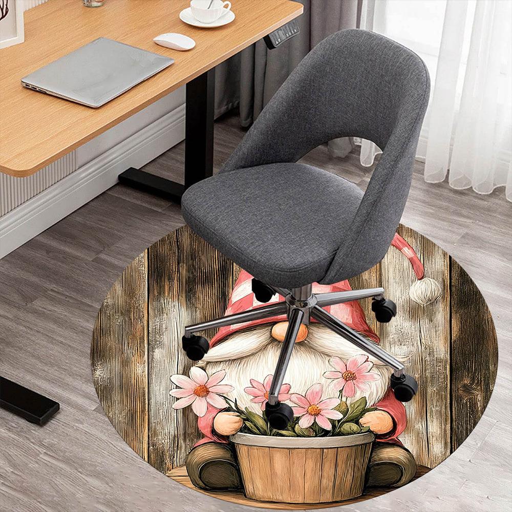 1PC gnome flowers Office Round Area Rug, Under Office Chairs Bedroom Living Room Home Decor, Carpet for Office -1110096