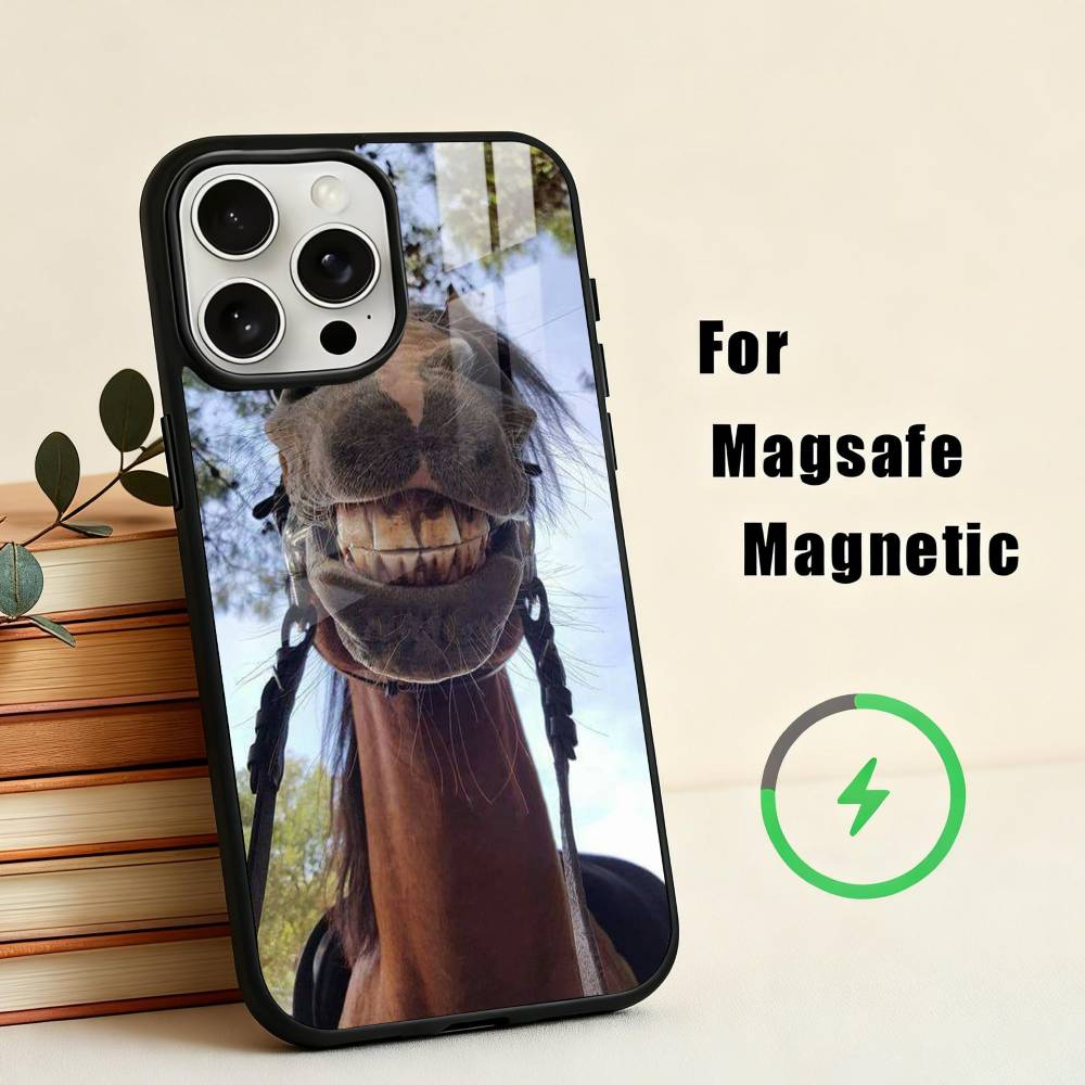 Funny Art Horse Animal   Phone Case For iPhone17,16,15,14,13,12,11 Plus,Pro Max Magnetic For Magsafe Wireless Charging