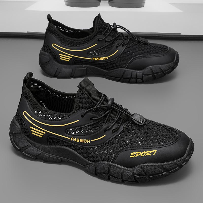 

Men s shoes 2025 new summer breathable hollow one-pedal mesh mesh shoes deodorant trend sports and leisure running shoes 44