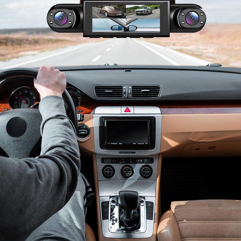 Video Camera for Car 4 Channel Dash Camera 1080P Monitor with 32G Card Rear Reversing Image for Left Right Front Blind Spot
