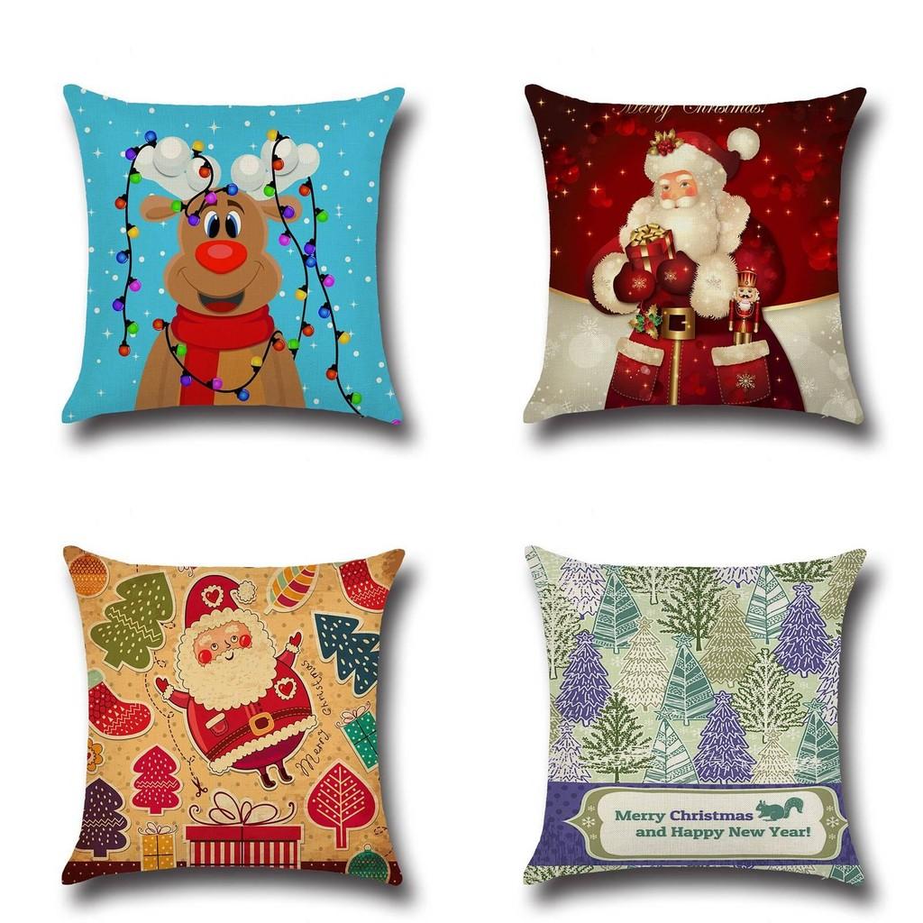 Christmas Cartoon Pillow Cover Cozy Home Office Decor Sofa Bedroom Festive Gift