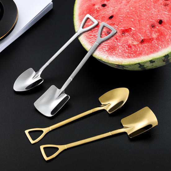 8 stk rustfritt stål vannmelon skjeer vakuum titanbelagte rustfrie skjeer for kaffedesserter