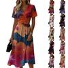 Women's Casual V Neck Short Sleeve Dress Halloween Print Midi Dress Relaxed Fit Lightweight Fabric Comfortable Design