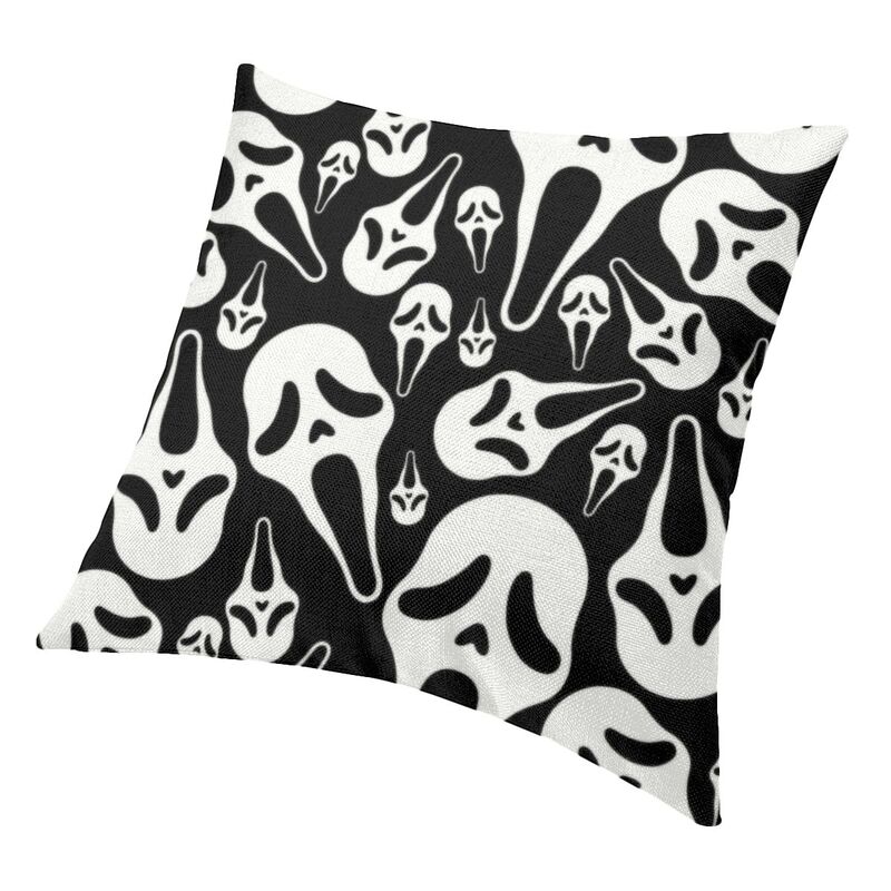 Scream Ghostface Dekokissenbezug, Schlafzimmerdekoration, Halloween-Horrorfilm-Kissen für Sofa, quadratischer Kissenbezug Dakimakura