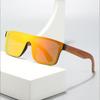 Polarized Sun Glasses Flat Top Square Frame Luxury Wood Grain Temples Women Eyeglasses Retro Square UV400 Outdoor Goggles