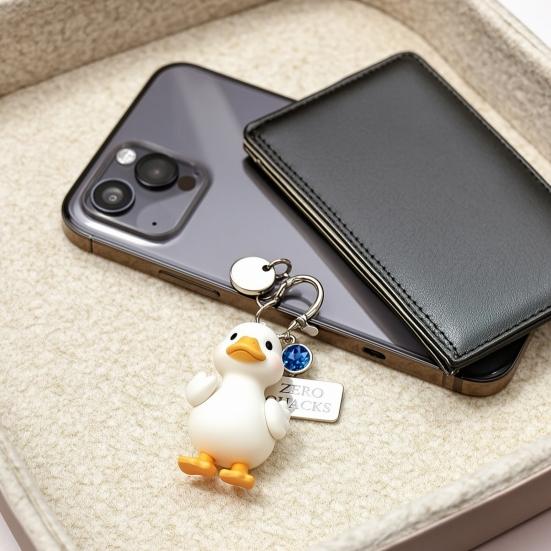 Keychain Pendant Inspirational Duck Design Key Holder with Birthstone Charm Encouragement Card Lightweight Healing Gift