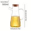 900ml Transparent Glass Oil Bottle with Handle - PVC-Free Machine Washable Oval Design for Kitchen Sauces Vinegar & Condiments