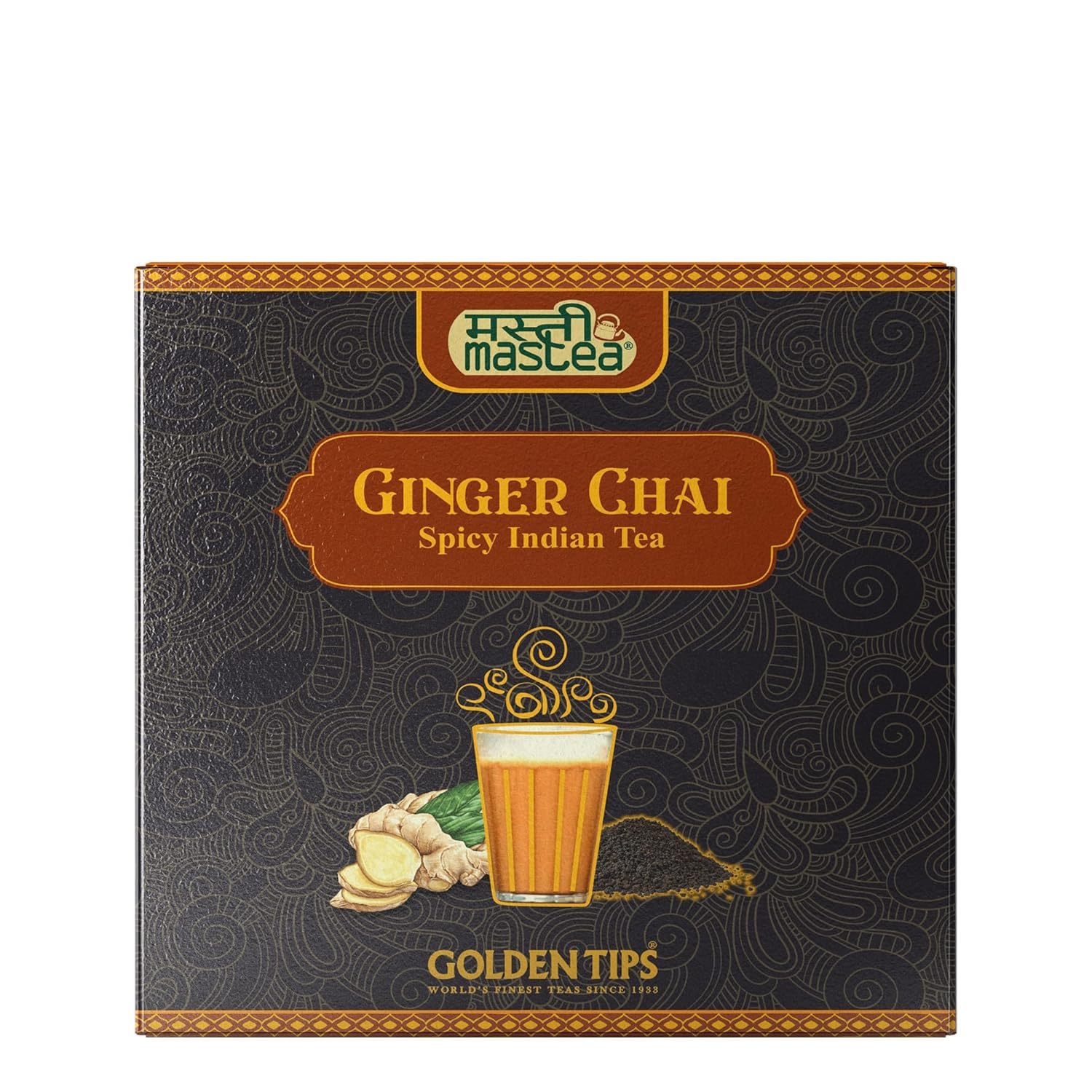 Golden Tips Ginger Mastea, Indian Masala Chai Strong CTC Tea, Cinnamon, Cardamom, Cloves & Dry Ginger, Aromatic & Spicy Blend, Perfect Hot or Iced (