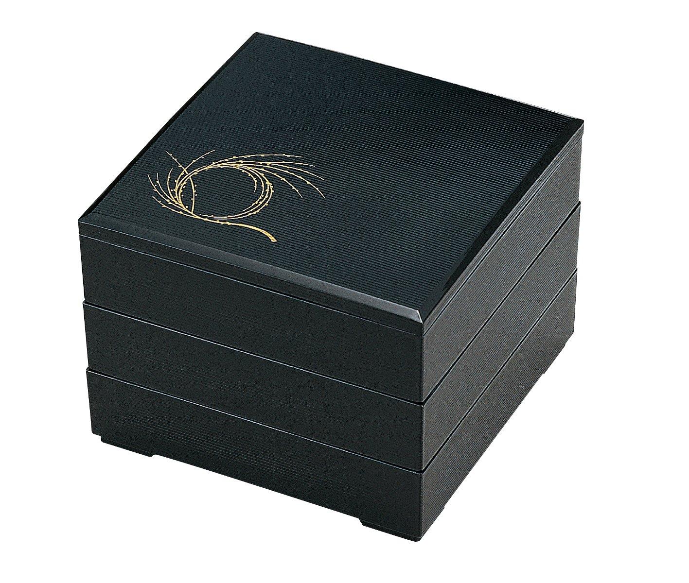 

Лаковые изделия Вакаидзуми, 3-ярусная коробка, 8,5 дюйма, Тысяча линий, Черный, Узел из ивы (Черный Внутренний), H-161-7A