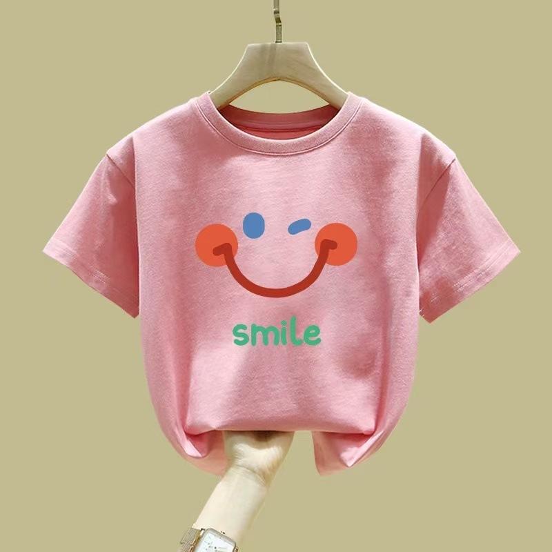 Girls Pink Cotton Short Sleeve T Shirt Kids Casual Basic Tee Top 90