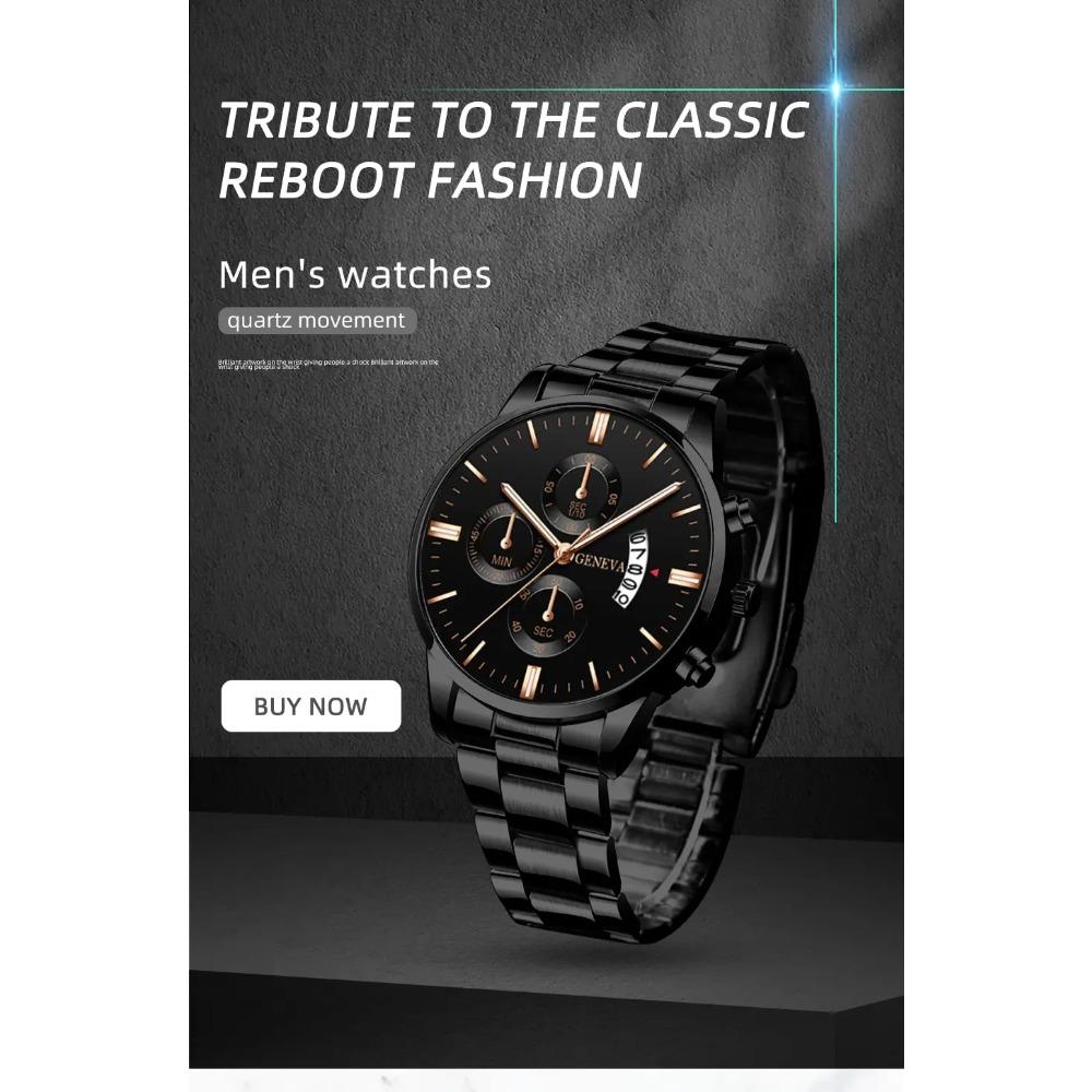 Reloj Hombre  Fashion Mens Watches Luxury Stainless Steel Quartz Wrist Watch Men Business Calendar Watch Relogio Masculino