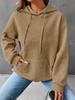 2025 New Women's Loose Hooded Long-sleeved Stitching Sweater Leisure Versatile Round Neck Solid Color Waffle Knit Hoodie