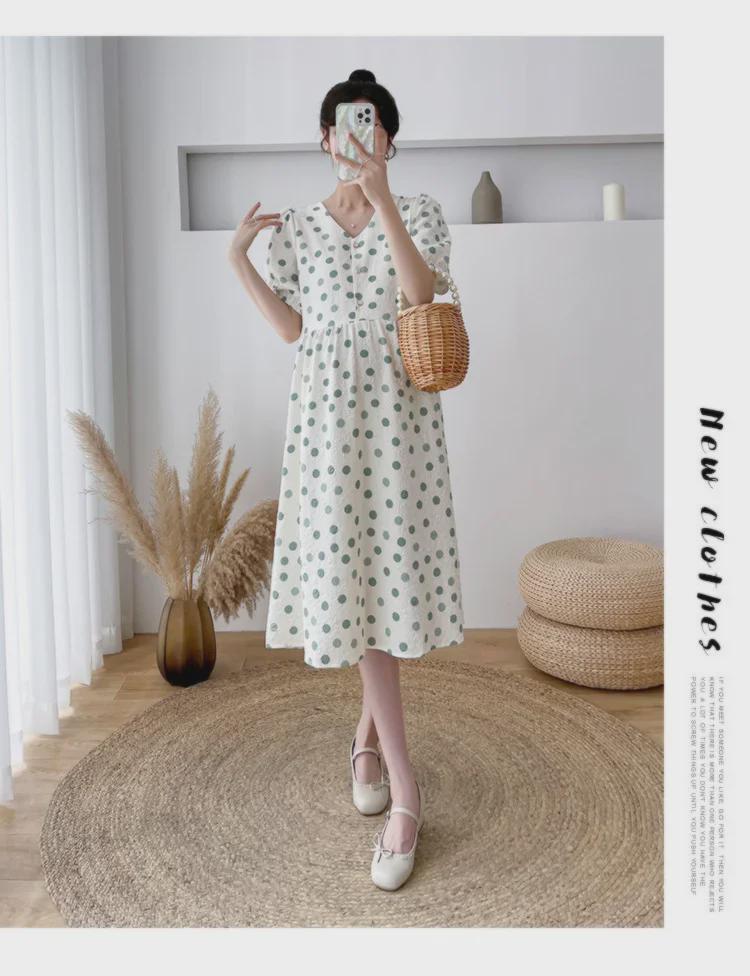 Pregnant Women's Polka Dot Summer Dress - Loose, Plus Size, Slimming Skirt for 2024