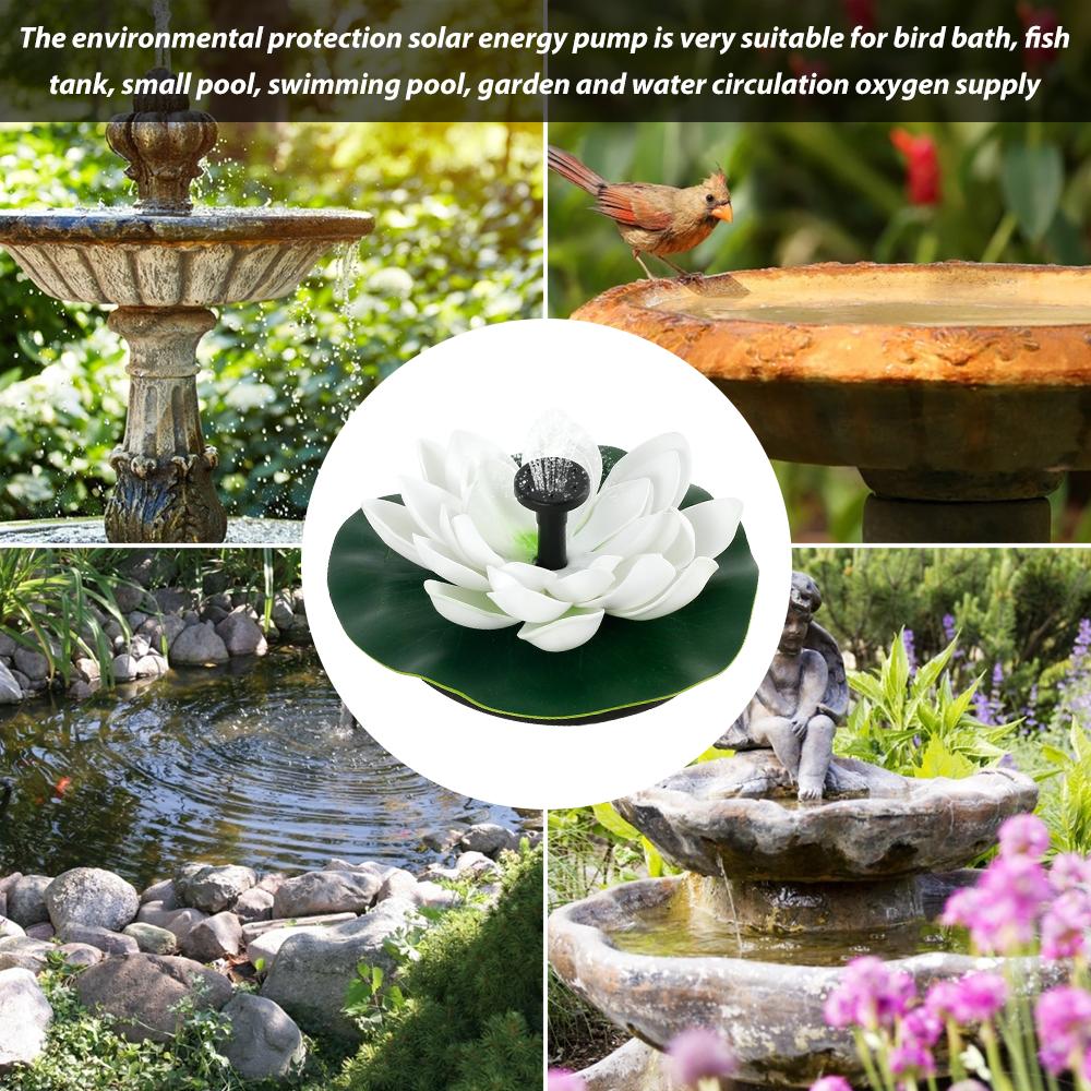 Solar Fountain Pump Lotus Floating Water Feature Bird Bath Pond Solar Pump with 4 Nozzles for Garden Outdoor Decoration 1.4W/7V