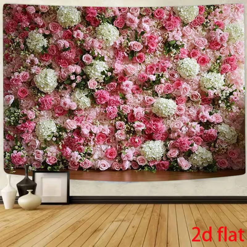 

2D Pink Rose Flower Wall Backdrop - Floral Photography Background Banner for Wedding & Party Decor 47.2x31.5inch/120*80cm