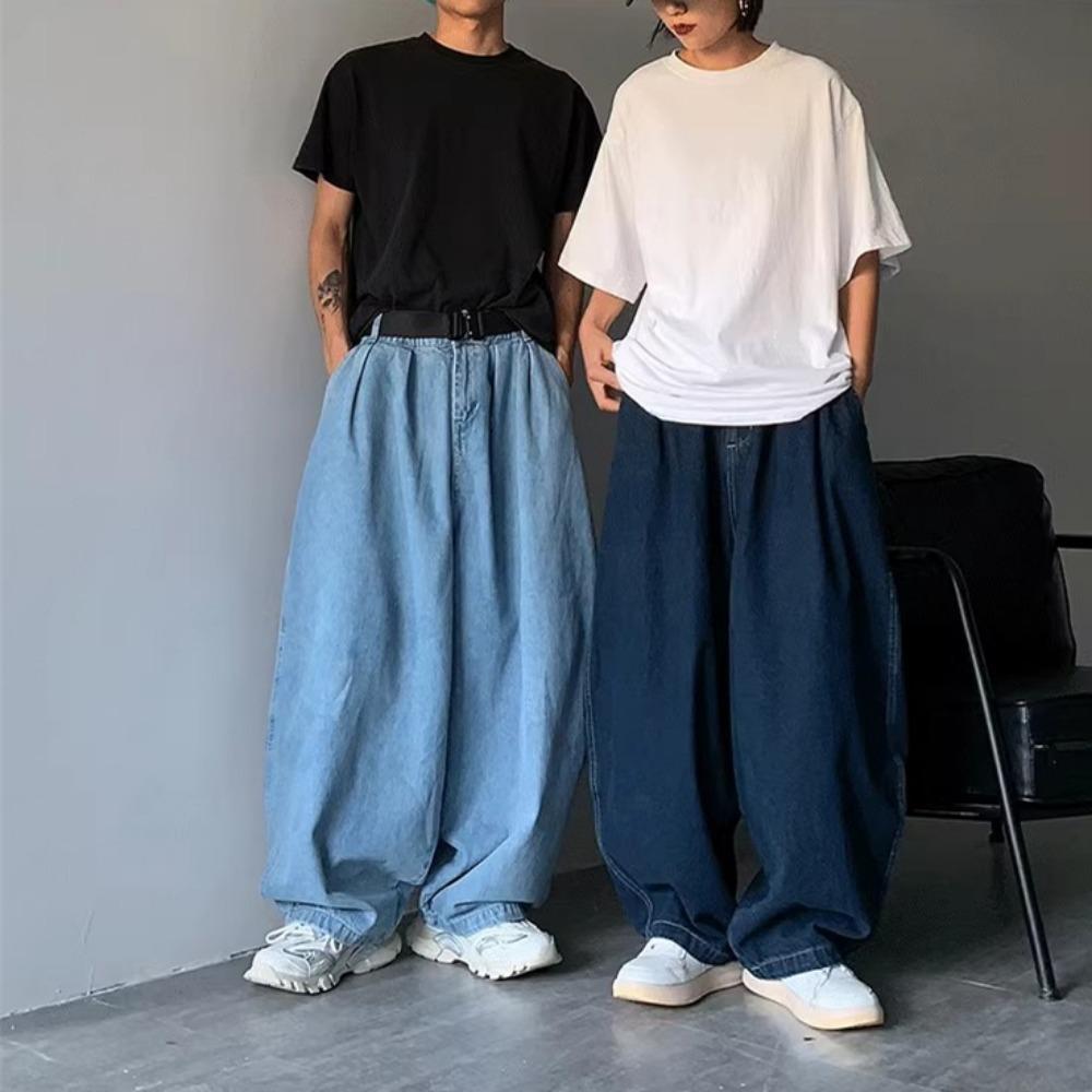 Gerade Jeans Männer Blau Lose Denim Hose Neutral Y2K Jean Streetwear Casual Wide Jeans Mans Hosen Männer Baggy Hip Hop