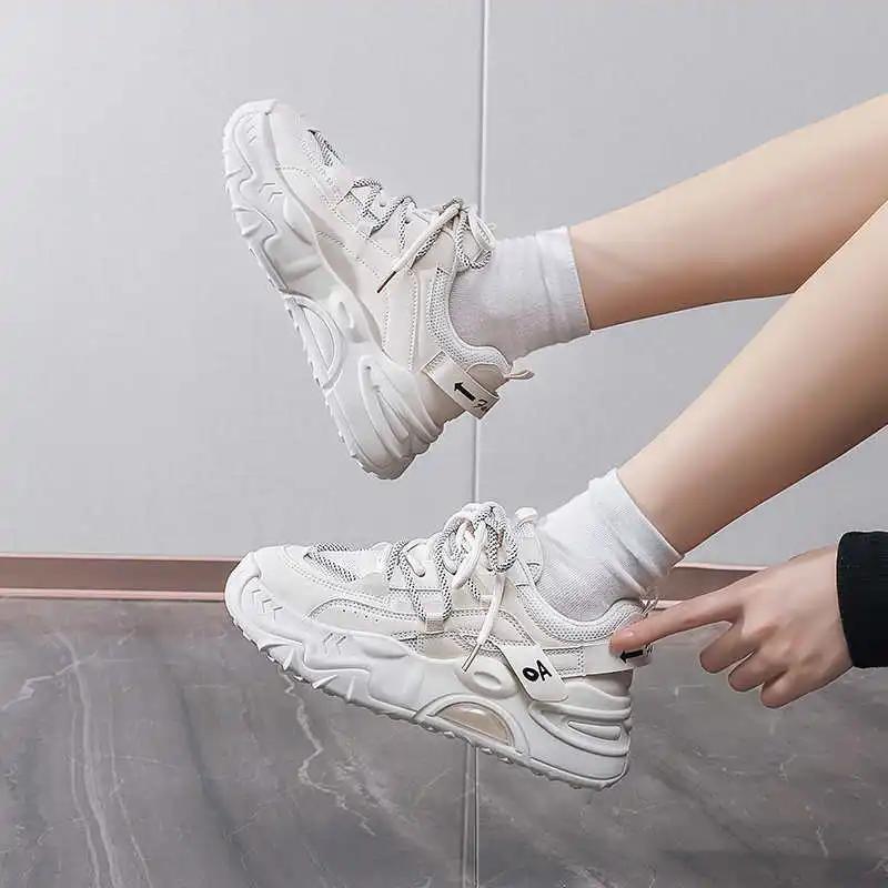 Dad Laced Flatform Stiletto Womens Shoes Thick Platform Heel Sneakers Sport Models Snackers Snaeaker Top Sale Gym What's