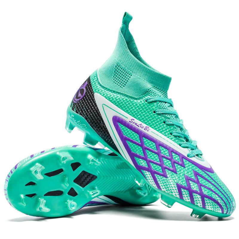 New high-top football shoes fly-woven tf broken nails youth artificial flat leather feet male and female students training shoes