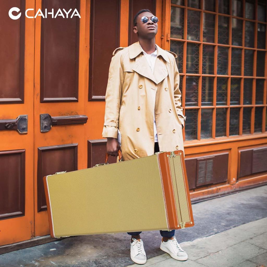CAHAYA Guitar Case Electric Guitar Hard Case with 30mm Thick Pad Neck Pillow Included 2 Keys PVC Material Waterproof Easy to Clean Storage for
