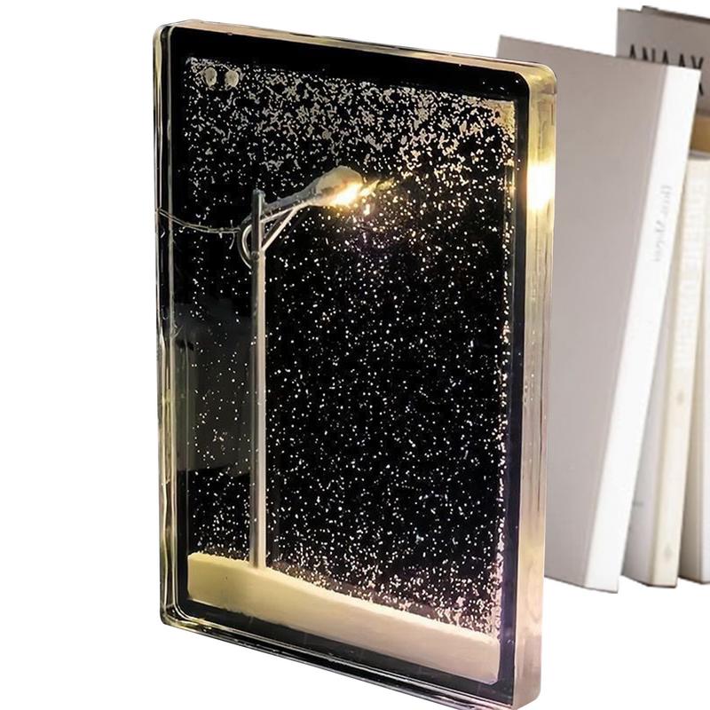 Snowy Night Flowing Small Night Light Snow Scene Street Light Snow Simulation Handmade Diy Material Package Desktop Decor Gift for Friends