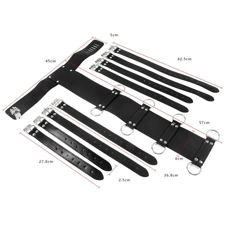 Bdsm Bondage Schwarzer Gürtel Ganzkörper Leder Fesselriemen Hand hinter dem Rücken Fesselung Arm Körper Fessel Handschuh Ärmel Sex Bandage