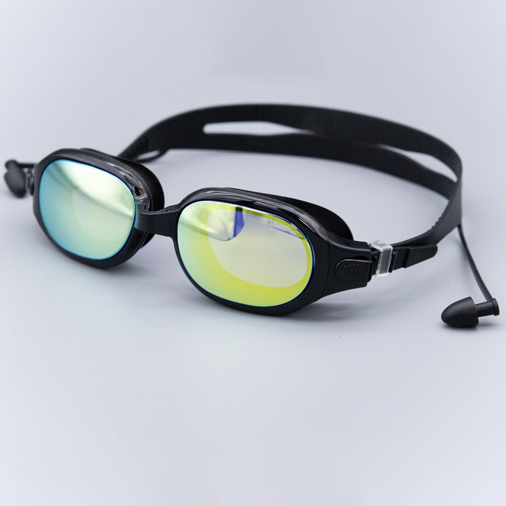 Premium HD Gold Lens Anti-Fog Swimming Goggles for Adults Leakproof Silicone, UV Protection
