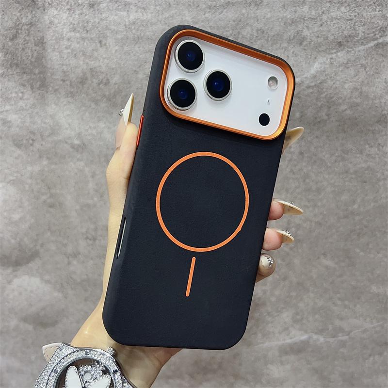 Luxury for MagSafe Elephant Texture Case for iPhone 17 Air 16 15 Pro Max Magnetic Wireless Charging Alloy Lens Shockproof Cover