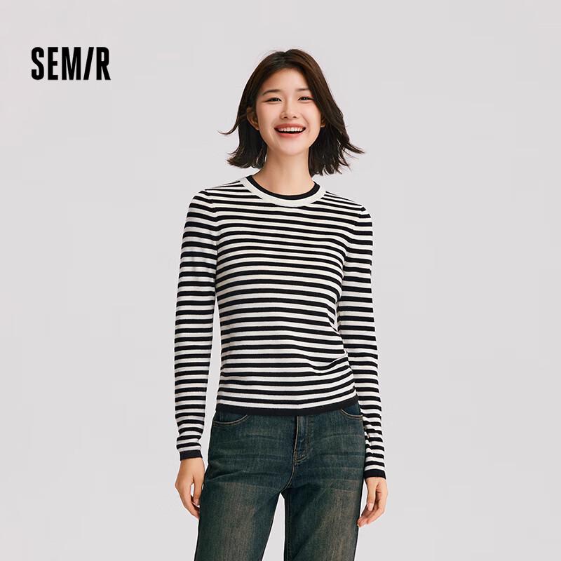 

Semir Women s Contrast Faux Two-Piece Wool Blend Knit Pullover XL