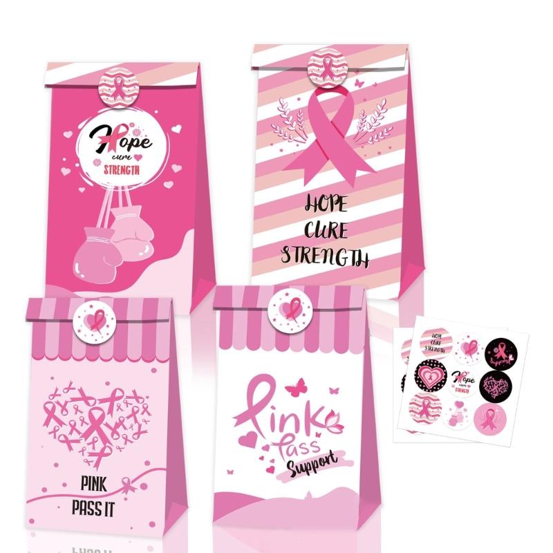 Pink Ribbon Awareness Sticker Decorative Sticker Breasts Cancer Awareness Labels for Event Gift Letter Package Sealing