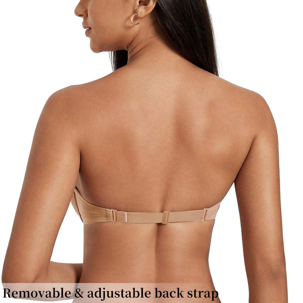 Varsbaby Sutien fără bretele cu închidere frontală, cu bretea transparentă, cu balene, decolteu adânc