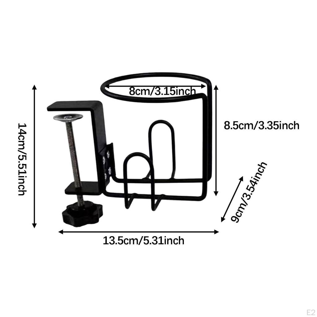 Clip on Table Cup Holder Drink Metal Frame Office Supplies Stable PC Gaming Desk Accessories