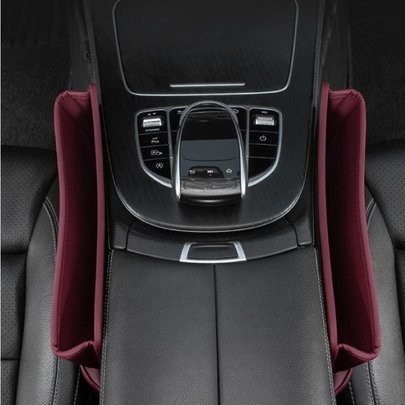 Universal Leather Two In One Car Seat Slot Storage Box Gap Plug Filler Crevice Phone Holder Organizer For Bmw For