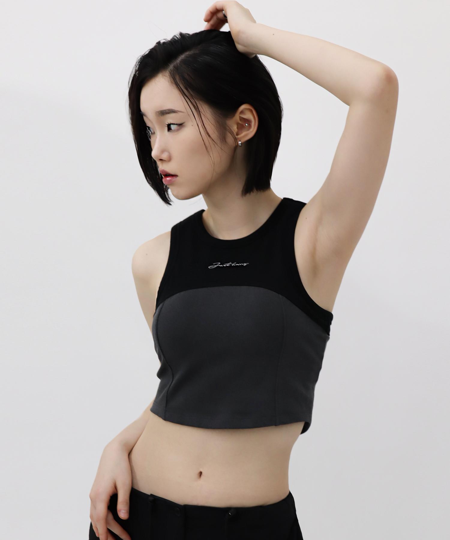 Just Haeng Logo Embroidered Color Block Sleeveless M