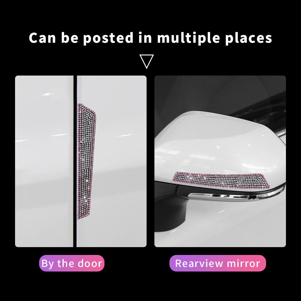 8 ks kamínkových křišťálových samolepek na dveřní misku do auta s nálepkou na kliku dveří, samolepky proti poškrábání, protikolizní proužek