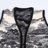 Kaslead New Women clothes Western Style Ink Jacquard V-neck Knitted Double-sided Nylon Vest Vest Waistcoat
