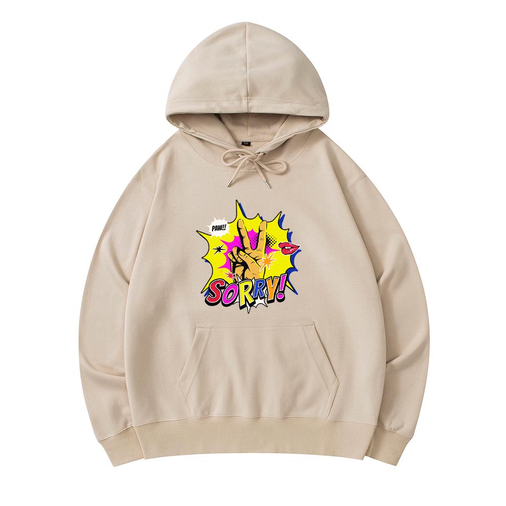 

300 GSM Men s Cotton Hoodies Sorry! Print Premium Cotton Sweatshirt XS армия зеленый