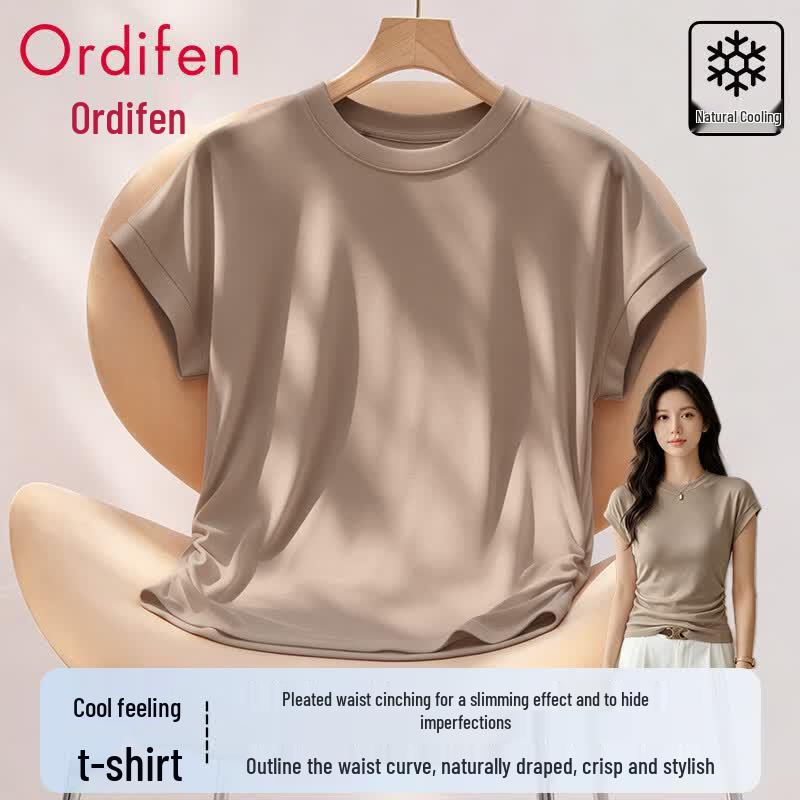 Audiffren Women s Pleated Short Sleeve T-Shirt XXL хаки