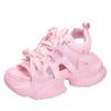 Fashion Pink Mesh Breathable Women Sandals New Comfortable Shoes Fashion Summer 7.5CM Peep Toe Platform Wedge High Hidden Heels Ladies